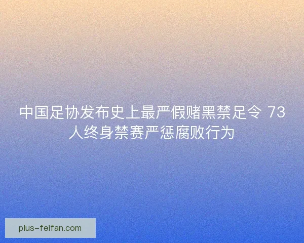 中国足协发布史上最严假赌黑禁足令 73人终身禁赛严惩腐败行为